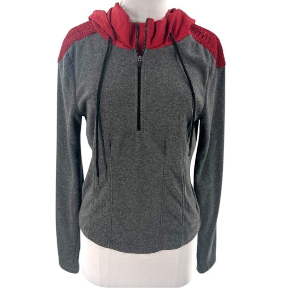 Free People FP Movement Hoodie Women's M Gray Red Long Sleeve Jacket - Picture 1 of 6